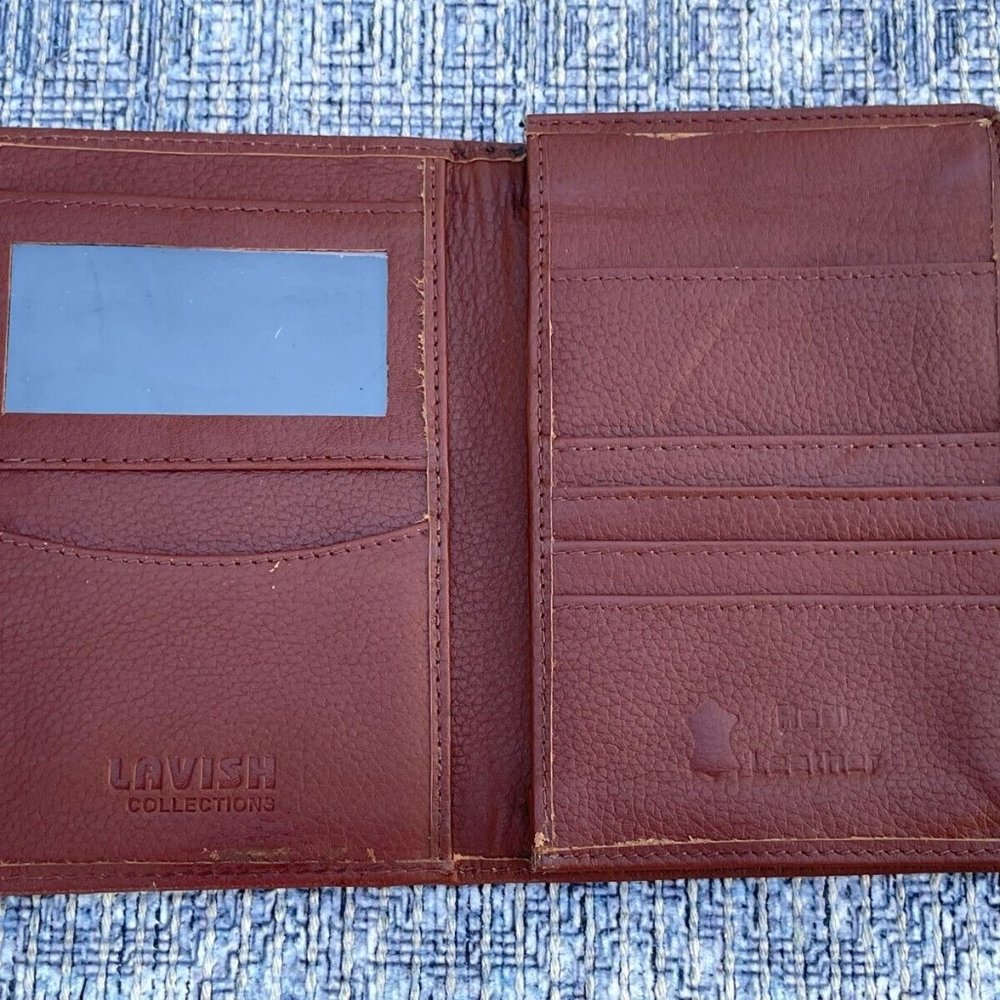 Leather Passport Holder Wallet Handmade Brown Card Holder Clutch Purse - Picture 9 of 12